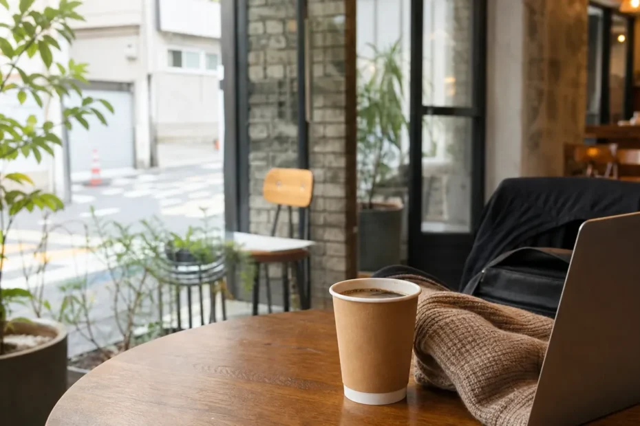 서면 지역 cafe 방문 전 확인사항을 소개하는 사실적인 참고 이미지
